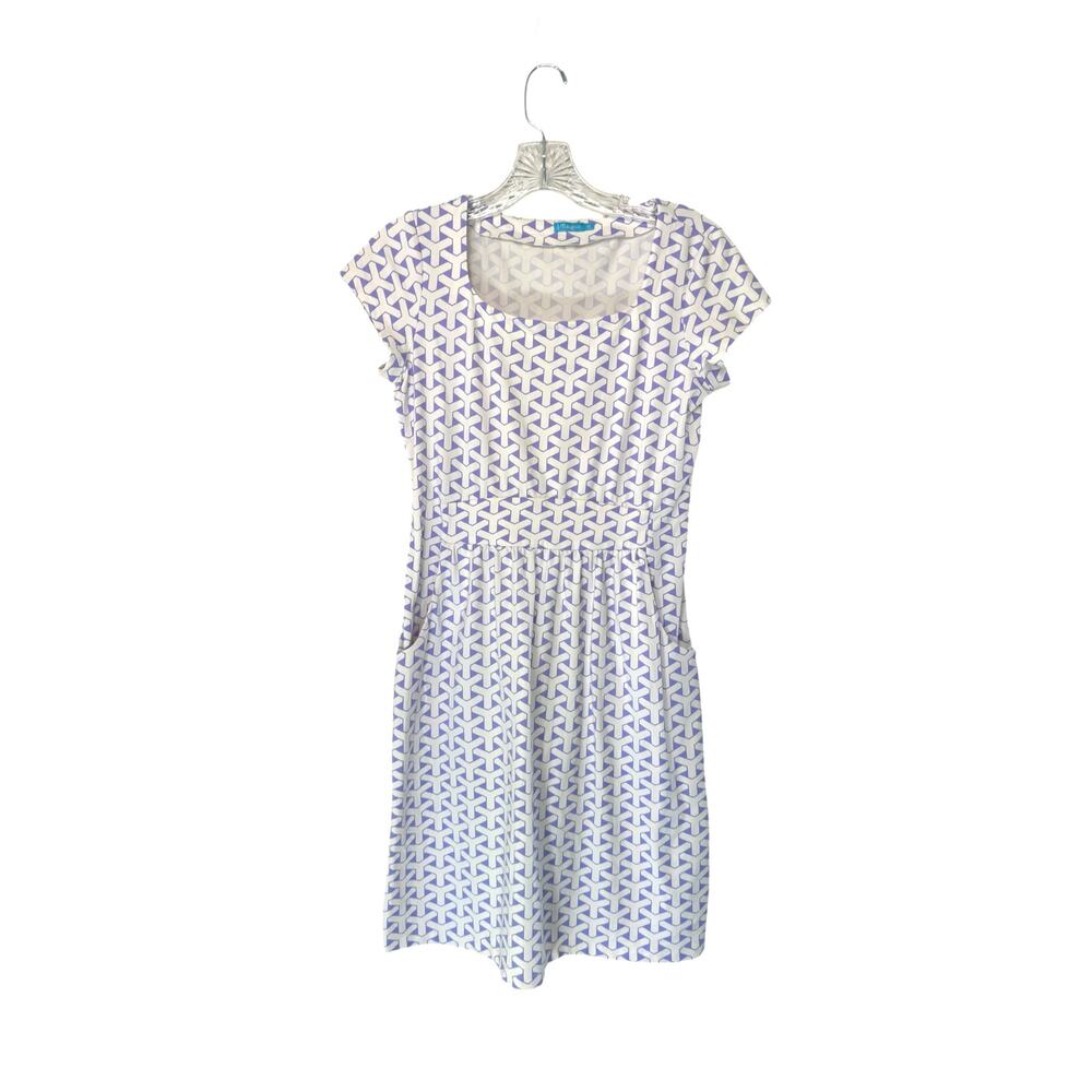 J. McLaughlin Purple White Short Sleeve Stretch Casual Mini Dress Size‎ XS